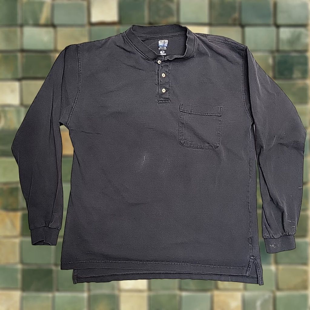 Walls Walls Shirt Mens XL Black Henley Long Sleeve Pullover Work Casual Workwear Size US XL / EU 56 / 4 - 1 Thumbnail