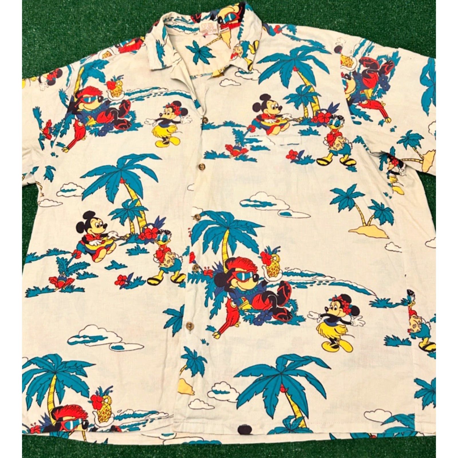 Disney VINTAGE Disney Mickey Mouse All Over Print Hawaiian Shirt Mens XXL 80s 90s Hawaiian Beach Cartoon Disney 1990s White Short Sleeve Collared 2XL Mens Size US XXL / EU 58 / 5 - 4 Thumbnail