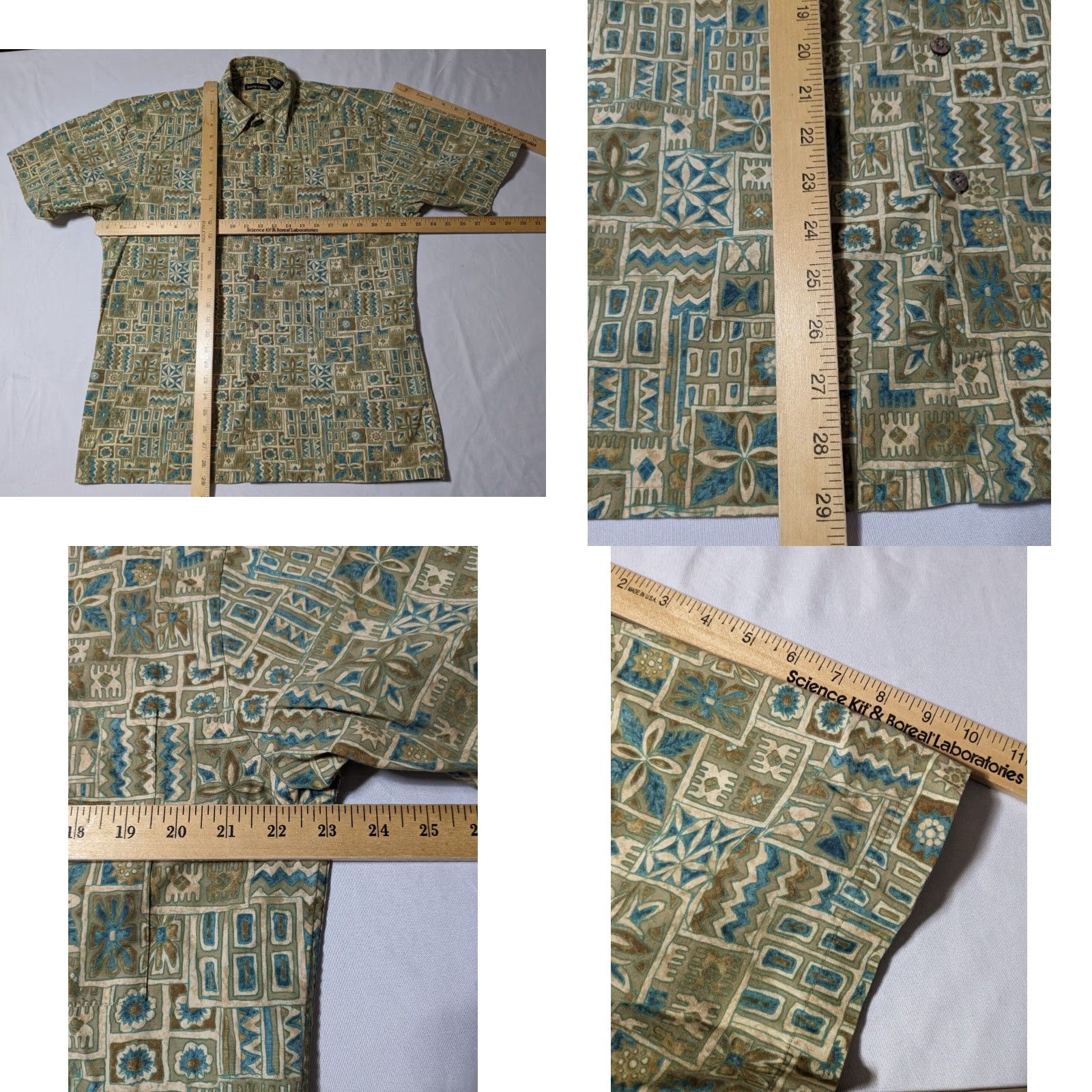 Pierre Cardin VINTAGE Pierre Cardin Men Medium Green Brown Abstract Geo Camp Shirt Size US M / EU 48-50 / 2 - 8 Thumbnail
