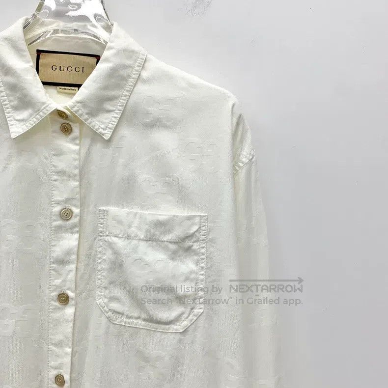 Other Gucci White logo jacquard full-printed cotton lapel single Size US XXS / EU 40 - 3 Thumbnail
