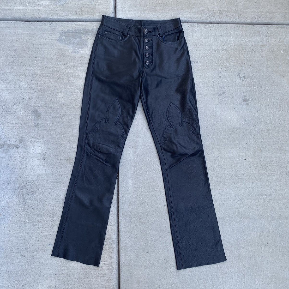 Chrome Hearts Chrome Hearts Leather Fleur Knee Pants Size US 26 / EU 42 - 1 Thumbnail
