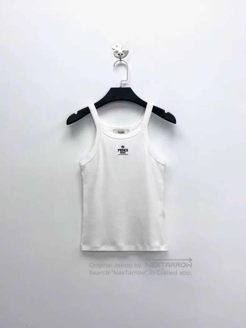 Fendi Fendi White Embroidered Double F Letter Logo Ribbed Knit C Size XS / US 0-2 / IT 36-38 - 1 Thumbnail