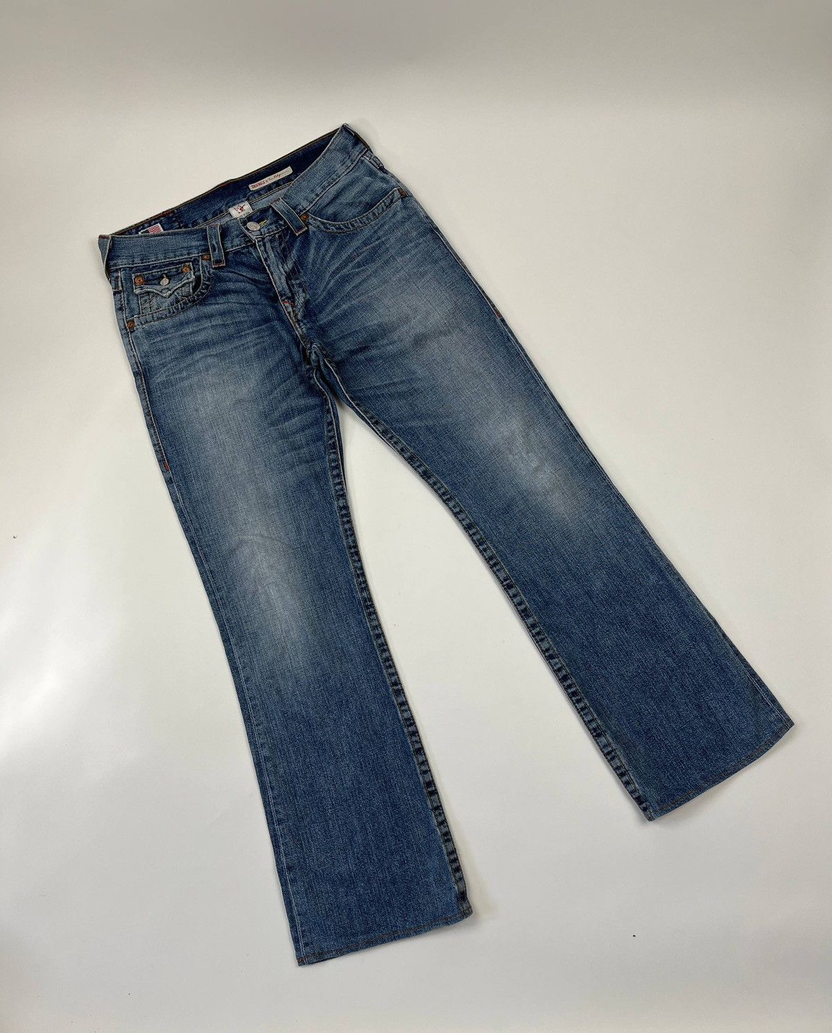 True Religion Billy Bootcut Jeans Made in USA 🇺🇸 Vintage Y2K BlueDenimFlare Size US 31 - 3 Thumbnail