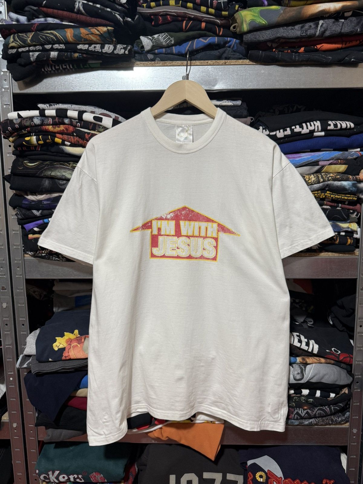 Vintage Vintage 90’s I’m With Jesus Retro Graphic T-Shirt Y2K Hype Size US XL / EU 56 / 4 - 1 Thumbnail