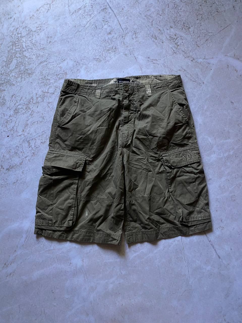 Japanese Brand × No Fear × Vintage Crazy Vintage Y2k 90s Baggy Khaki No Fear Skater Cargo Shorts Size US 32 / EU 48 - 2 Thumbnail