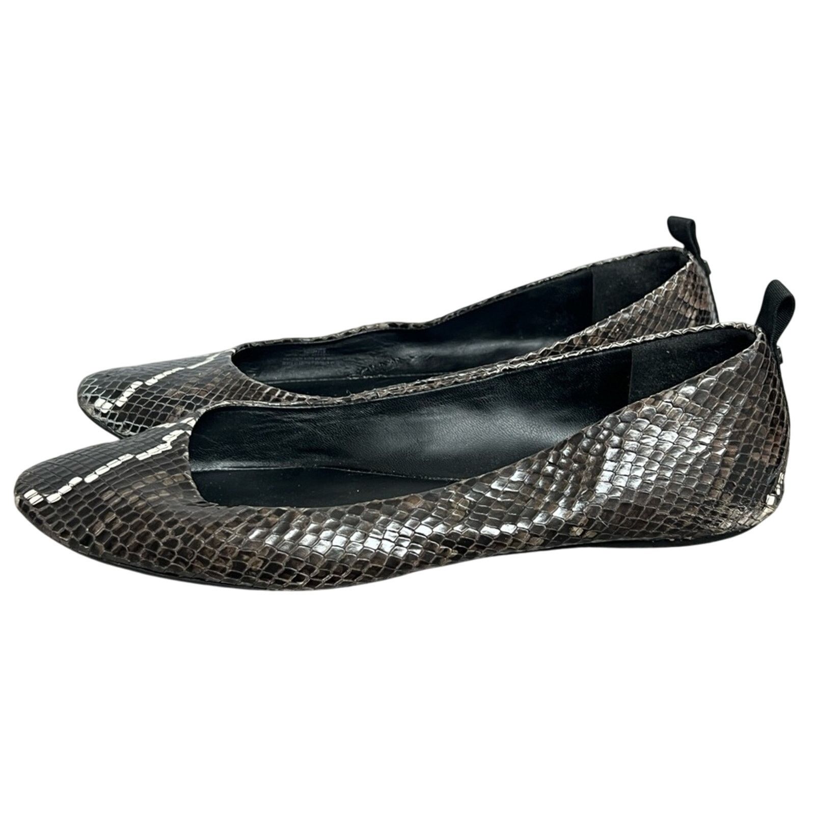 Karl Lagerfeld Karl Lagerfeld Vada Snakeskin Print Leather Ballet Flat 8.5 Size US 8.5 / IT 38.5 - 2 Thumbnail