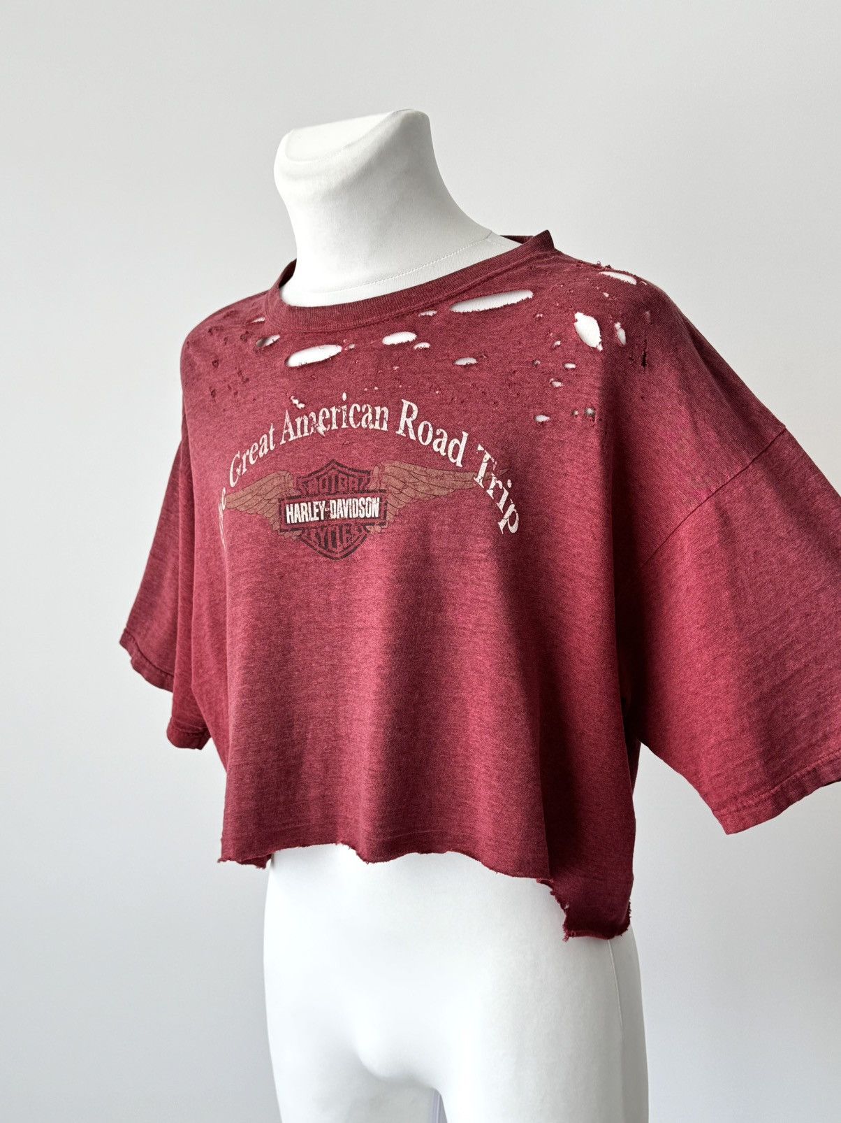 Harley Davidson Vintage Harley Davidson Sacramento Thrashed Cropped T-Shirt Size US XXL / EU 58 / 5 - 7 Thumbnail