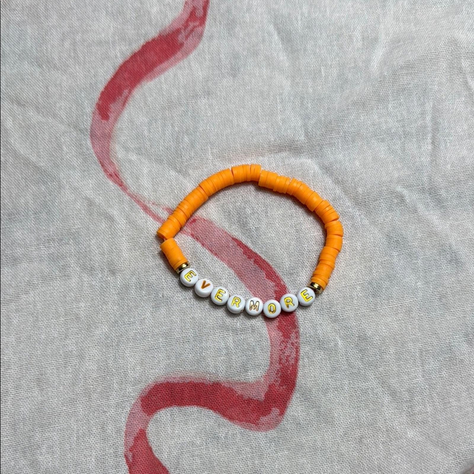 Designer Orange Beaded Bracelet with 'Evermore' Letters Size ONE SIZE - 1 Preview