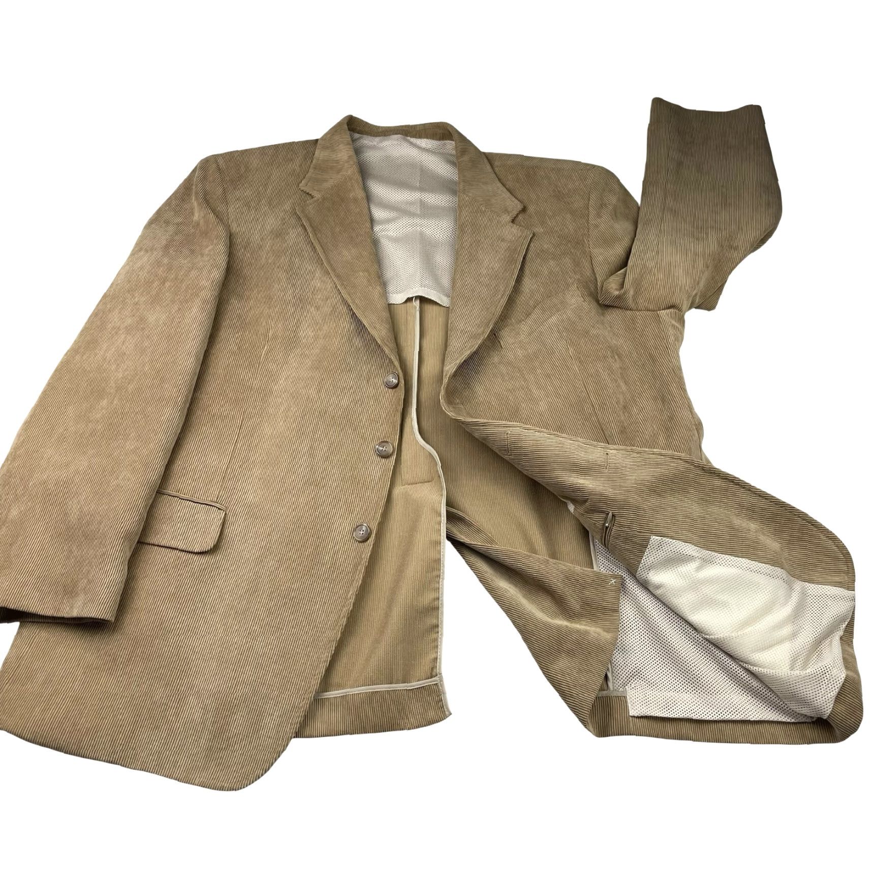 Vintage VINTAGE Thos P Dent x Lacrosse Men’s Corduroy Blazer Jacket Khaki/Tan 48R Three-Button Single-Vented Corduroy Blazer Mens Size 48R - 3 Thumbnail