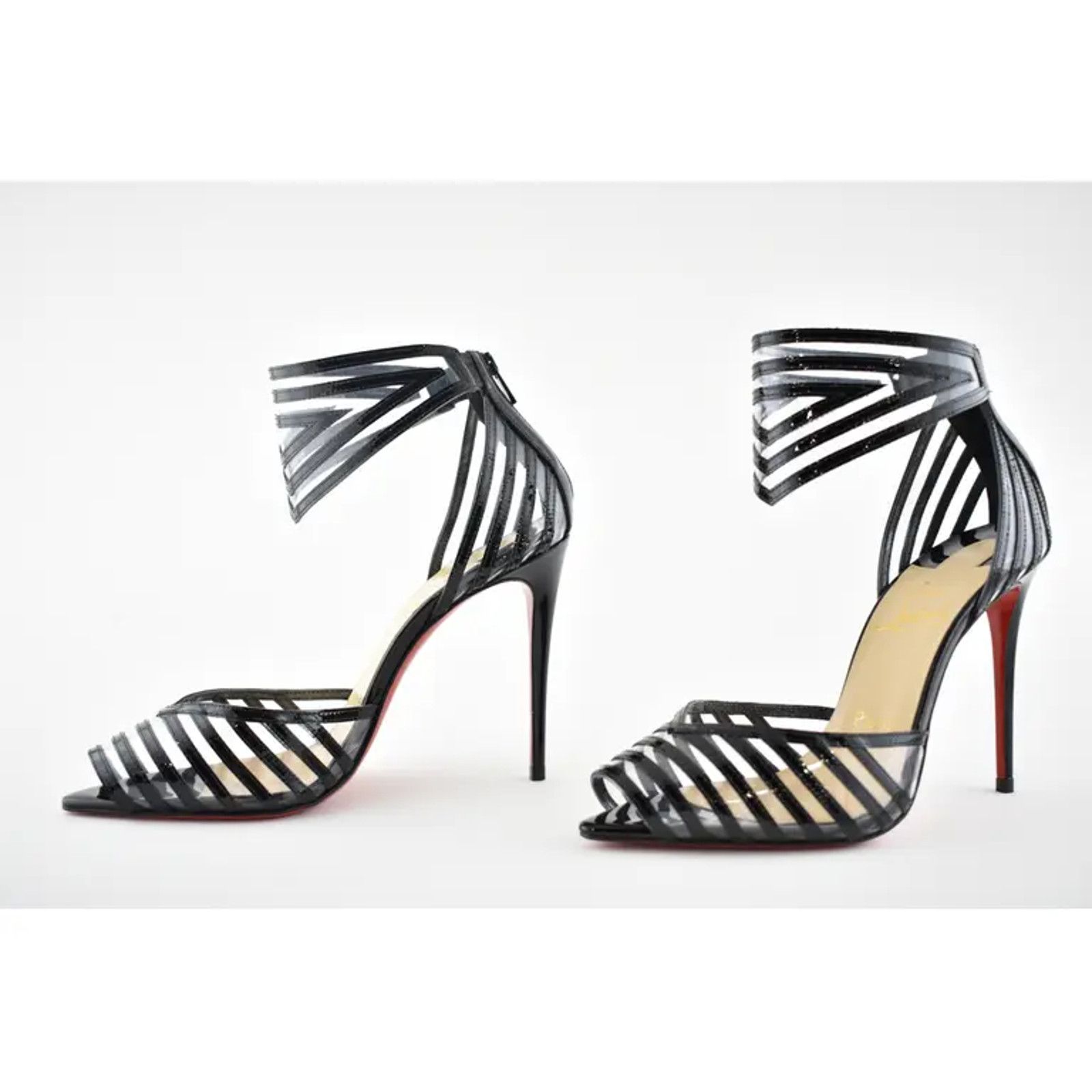 Christian Louboutin Maratena 100 Black PVC Ankle Strap Sandal Heel Pump Shoe 36 Size US 6 / IT 36 - 9 Thumbnail
