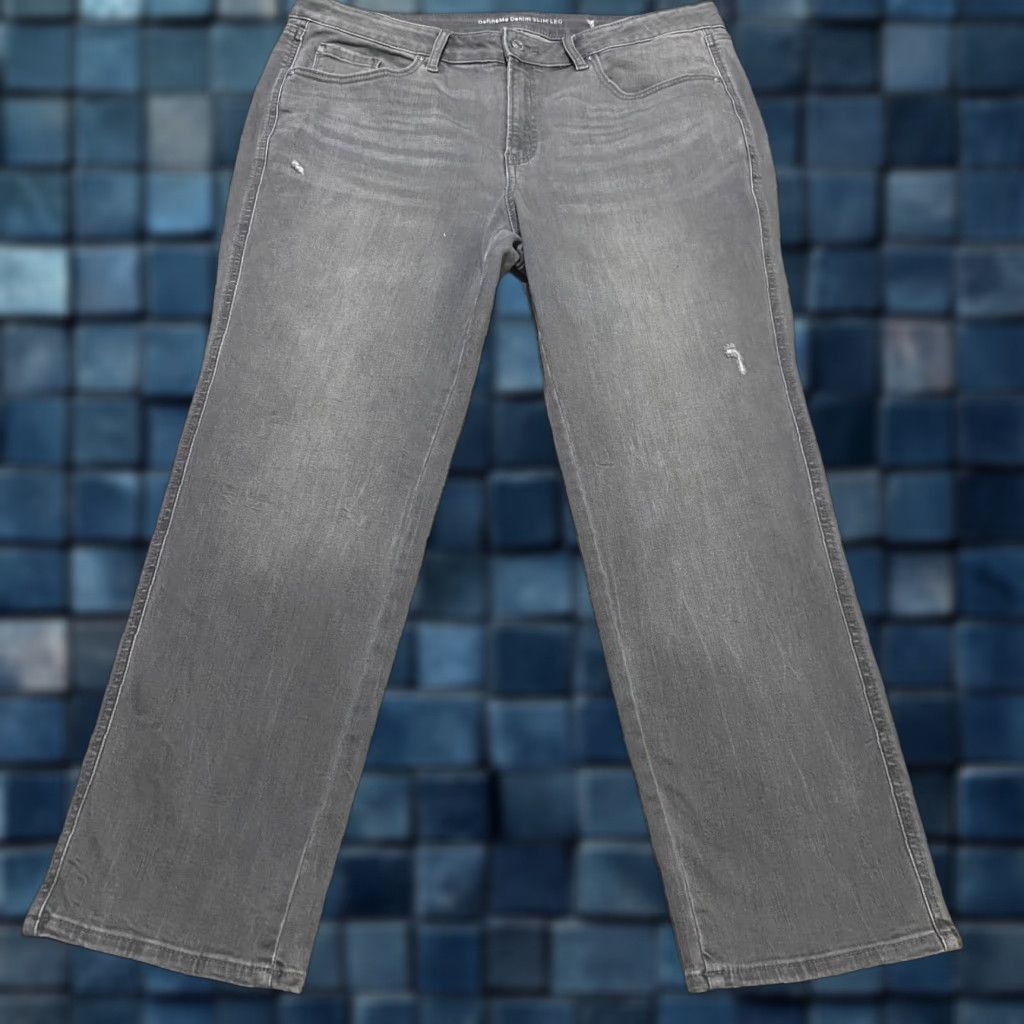 Vintage Chicos Jeans Gray Denim 16P Slim Straight High Rise Petite 5-Pocket Design Medium Wash Women Mens Girls Distress Size 38" / US 16 / IT 52 - 1 Thumbnail