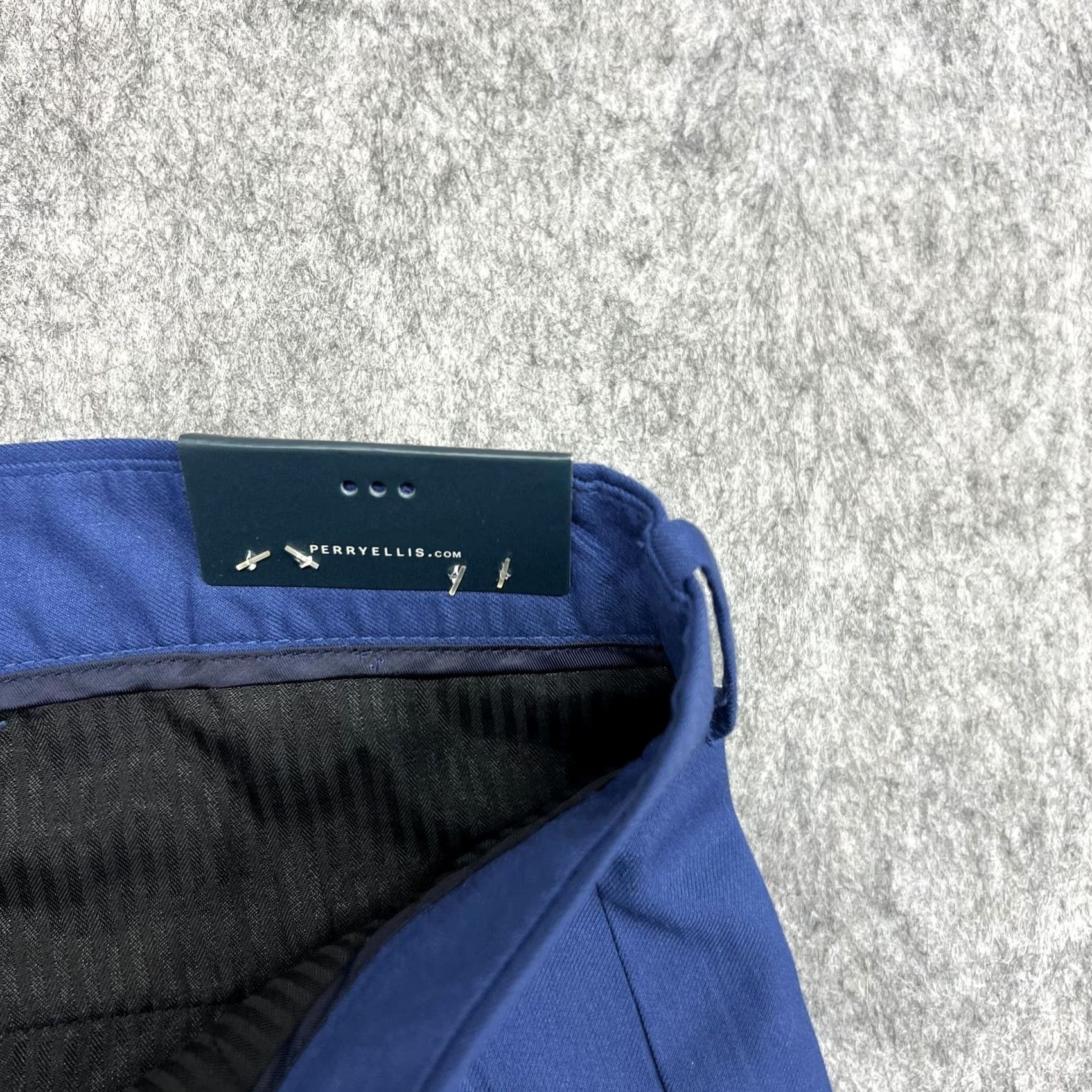 Perry Ellis Perry Ellis Dress Pants Mens 30x30 Blue Stretch Flat Front Straight Leg Workwear Office Trousers Size US 30 / EU 46 - 4 Thumbnail