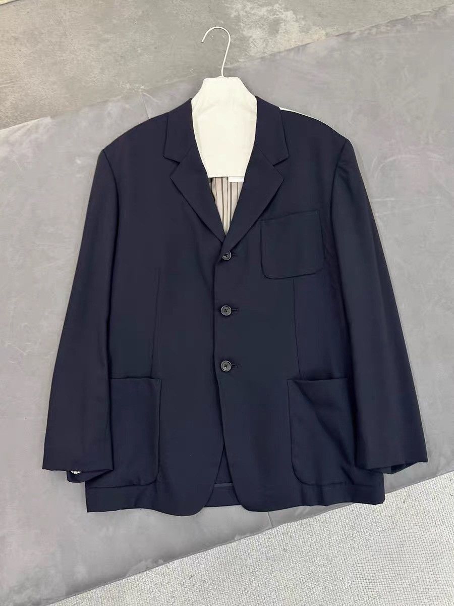 Yohji Yamamoto Yohji Yamamoto Pour Homme SS93 Pinstripe Switching Jacket Size US M / EU 48-50 / 2 - 10 Thumbnail