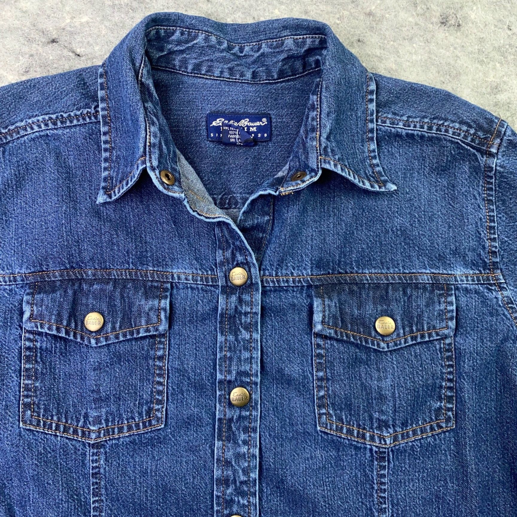 Eddie Bauer Eddie Bauer Womens Medium Blue Denim Snap Up Lightweight Trucker Jacket Size 32" / US 10 / IT 46 - 3 Thumbnail