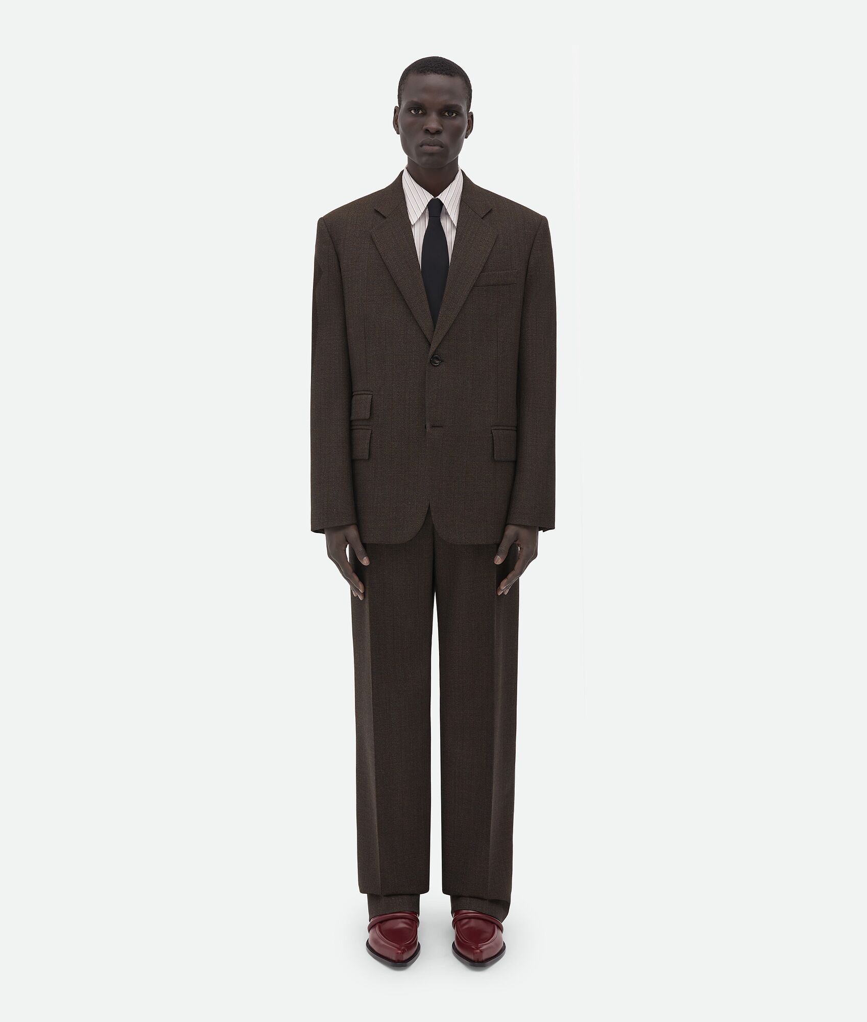 Bottega Veneta o1n1vont0125 Prince Of Wales Wool Jacket in Brown Size US L / EU 52-54 / 3 - 1 Thumbnail
