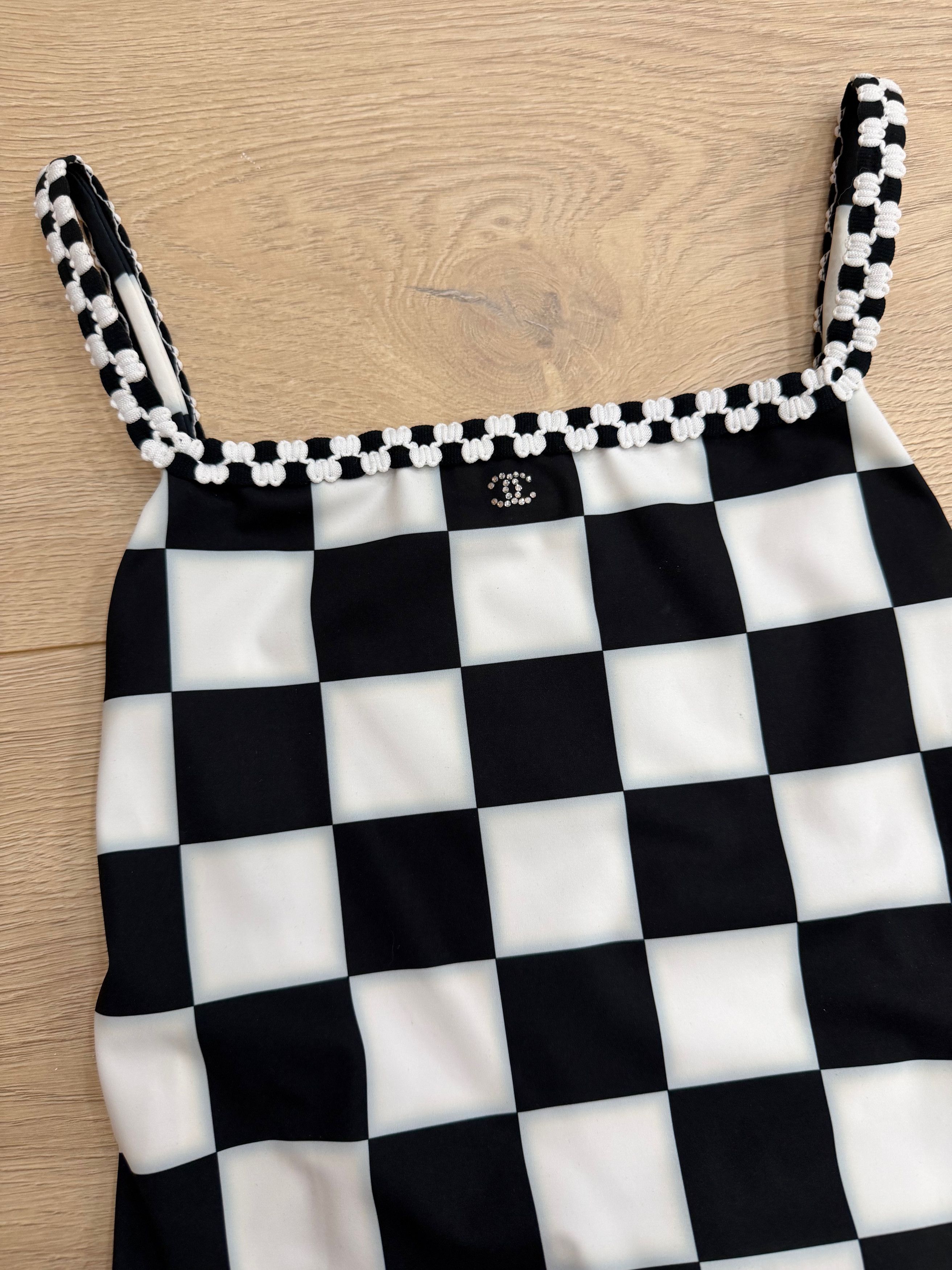 Chanel 23C White Checker CC Logo One Piece Swimsuit Bathingsuit 36 Size XS / US 0-2 / IT 36-38 - 4 Thumbnail