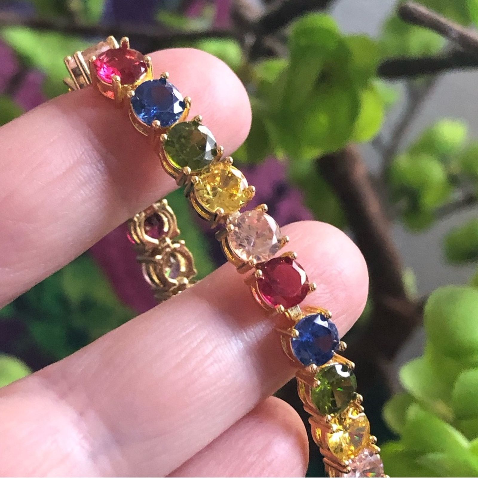 Jewelry Ladies 18kt gold plated 6mm faceted CZ tennis bracelet Size ONE SIZE - 8 Thumbnail