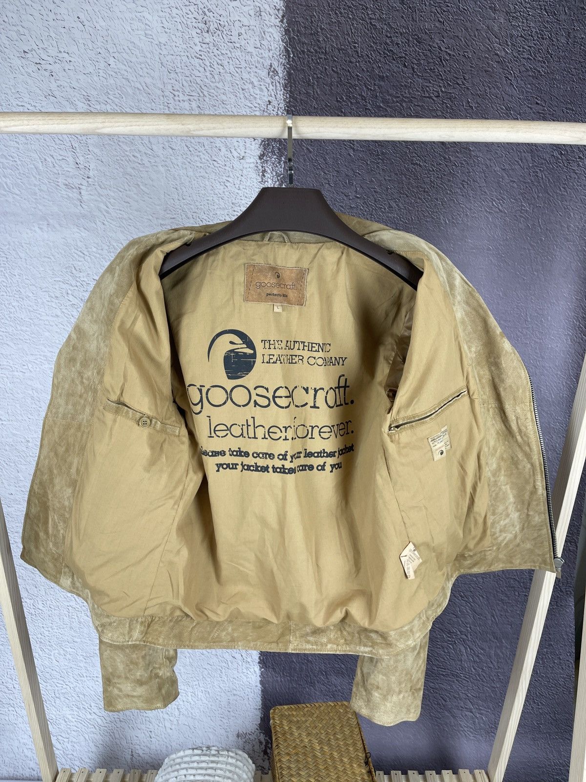 Genuine Leather Goosecraft brown Simpson JR suede leather motorcycle jacket Size US L / EU 52-54 / 3 - 18 Thumbnail