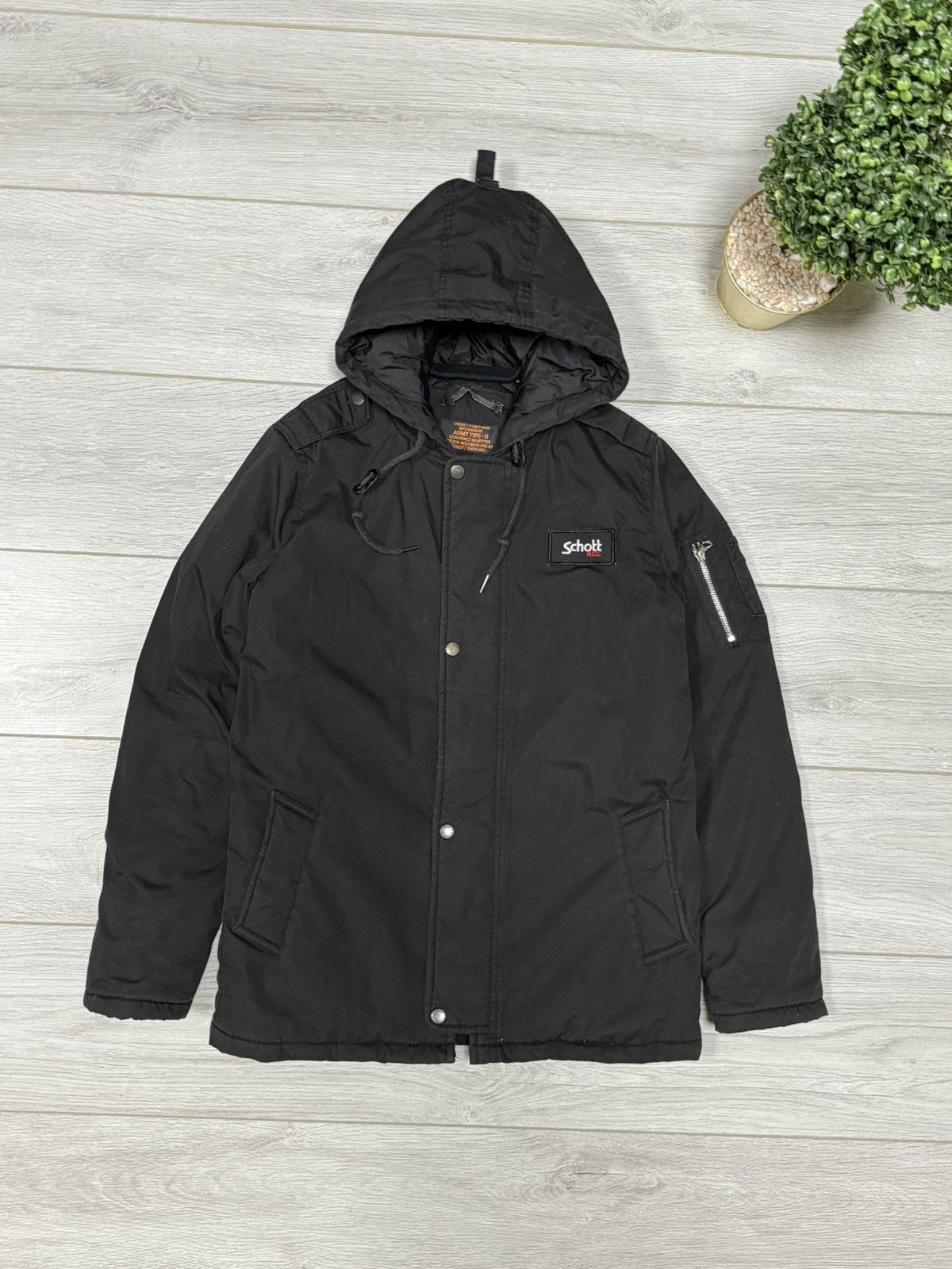 Schott Schott army type U USA long bomber parka jacket zip Size US S / EU 44-46 / 1 - 5 Thumbnail