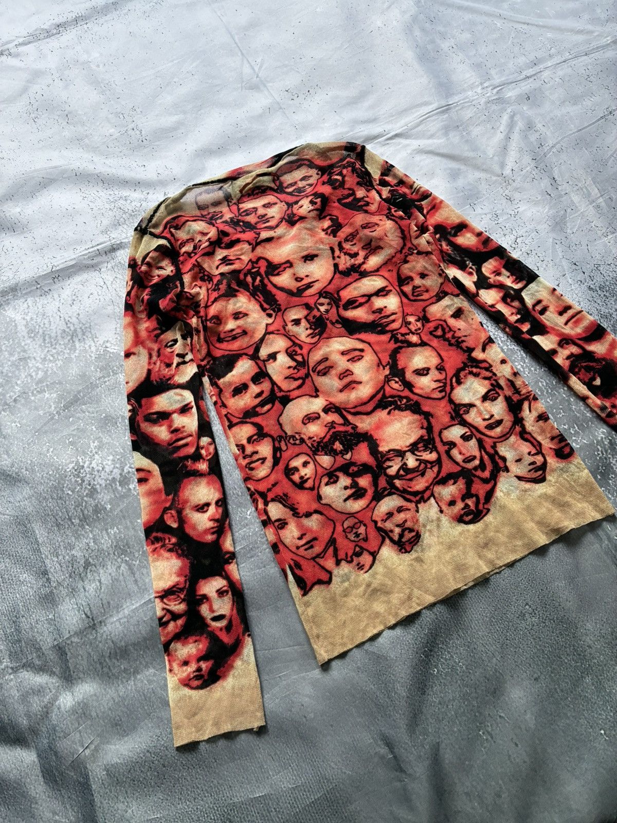 Jean Paul Gaultier 90s Maille "Faces" Mesh Top Size L / US 10 / IT 46 - 6 Thumbnail