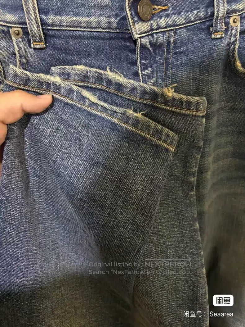 Saint Laurent Paris Saint Laurent Paris Blue Destroyed Washed Stitched Ripped Size US 34 / EU 50 - 6 Thumbnail