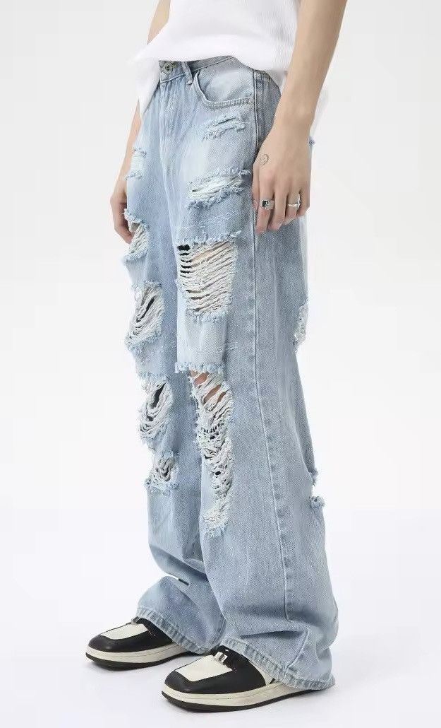 Japanese Brand × Vintage Y2K Ripped Hole Baggy Jean Size US 31 - 3 Thumbnail