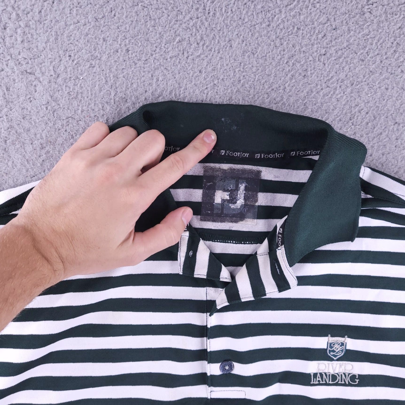 Footjoy FootJoy Polo Shirt Mens L Green White Stripe Short Sleeve Golf Shirt Size US L / EU 52-54 / 3 - 5 Thumbnail