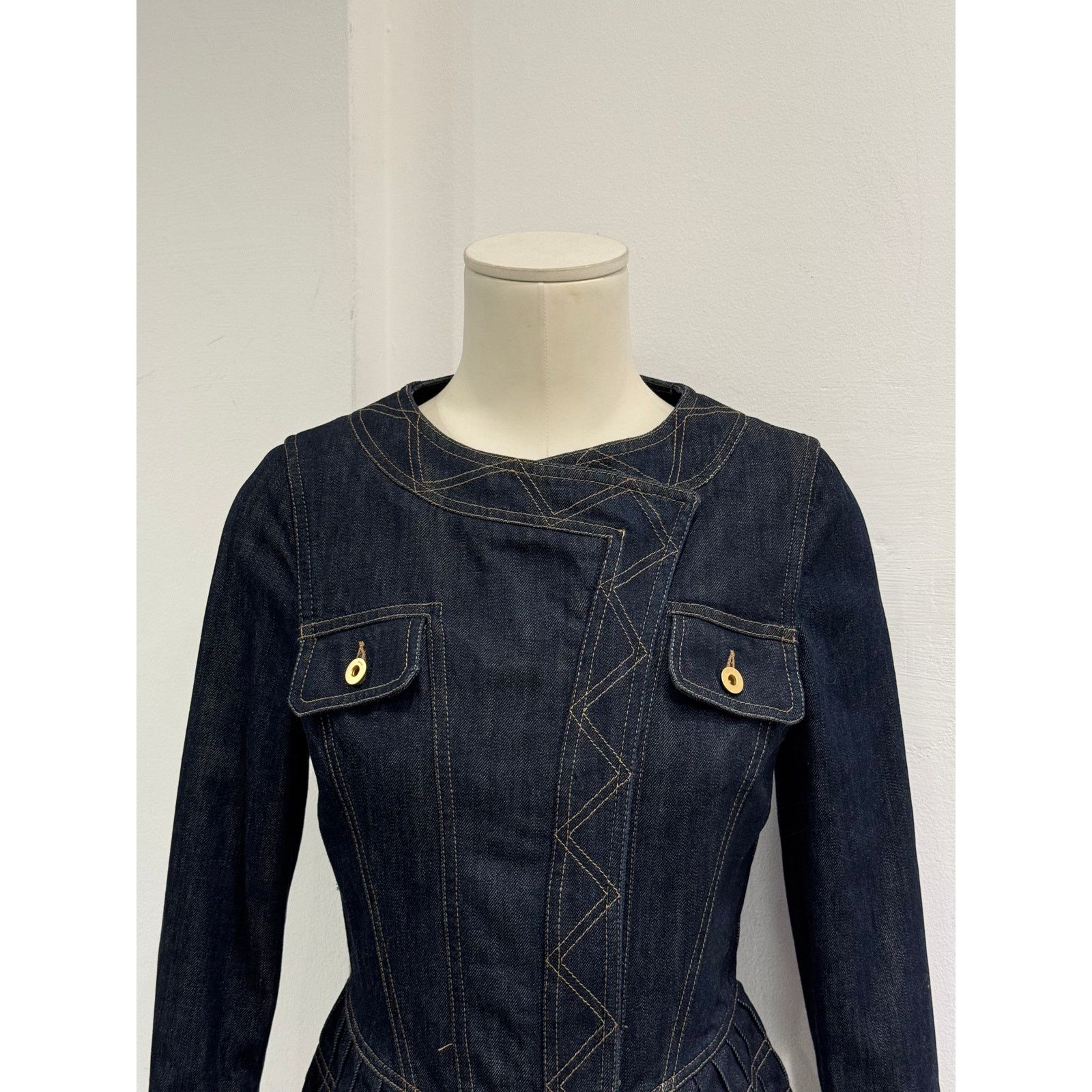 Gucci S/S2004 Gucci by Tom Ford paneled biker denim jacket Size S / US 4 / IT 40 - 4 Thumbnail