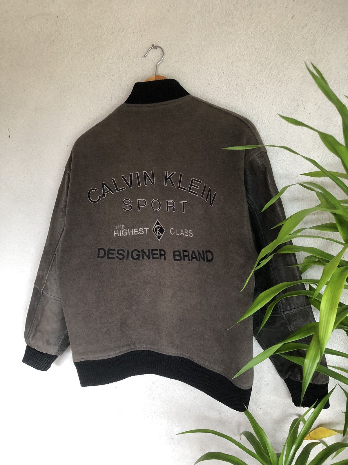 Calvin Klein × Japanese Brand × Vintage Vintage Calvin Klein Sport Varsity Half Leather Jacket Size US L / EU 52-54 / 3 - 17 Thumbnail