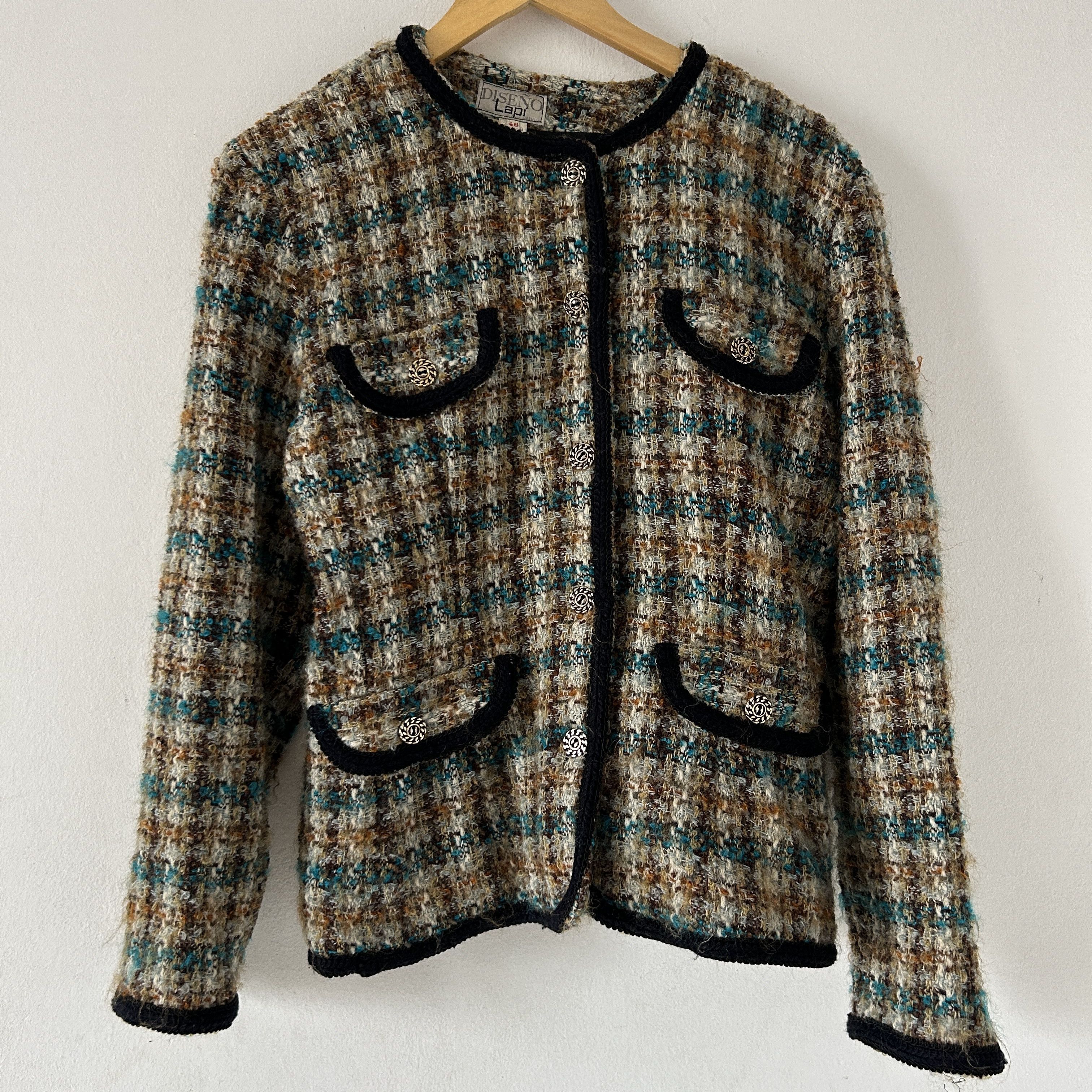 Vintage Vintage 90s Plaid Tweed Blazer Size L / US 10 / IT 46 - 7 Thumbnail