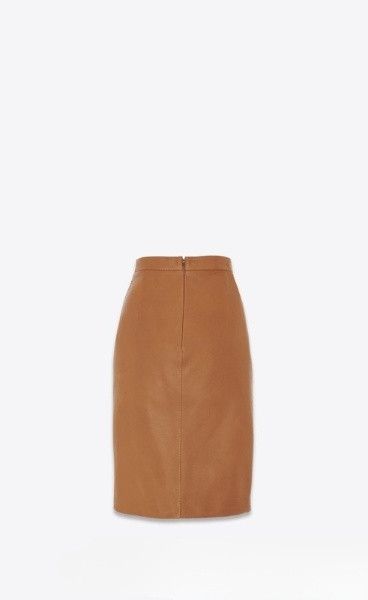 Saint Laurent Paris o1s1wg110125 760864 Pencil Skirt in Lambskin in Brown Size 26" / US 2 / IT 38 - 3 Thumbnail