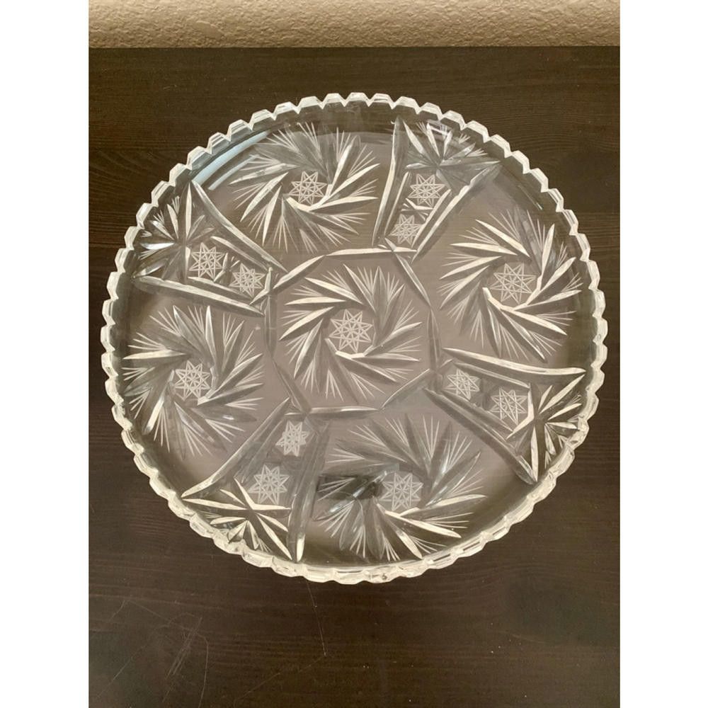 Designer Brilliant Cut Glass - Vintage Cut Crystal Platter Size ONE SIZE - 1 Thumbnail