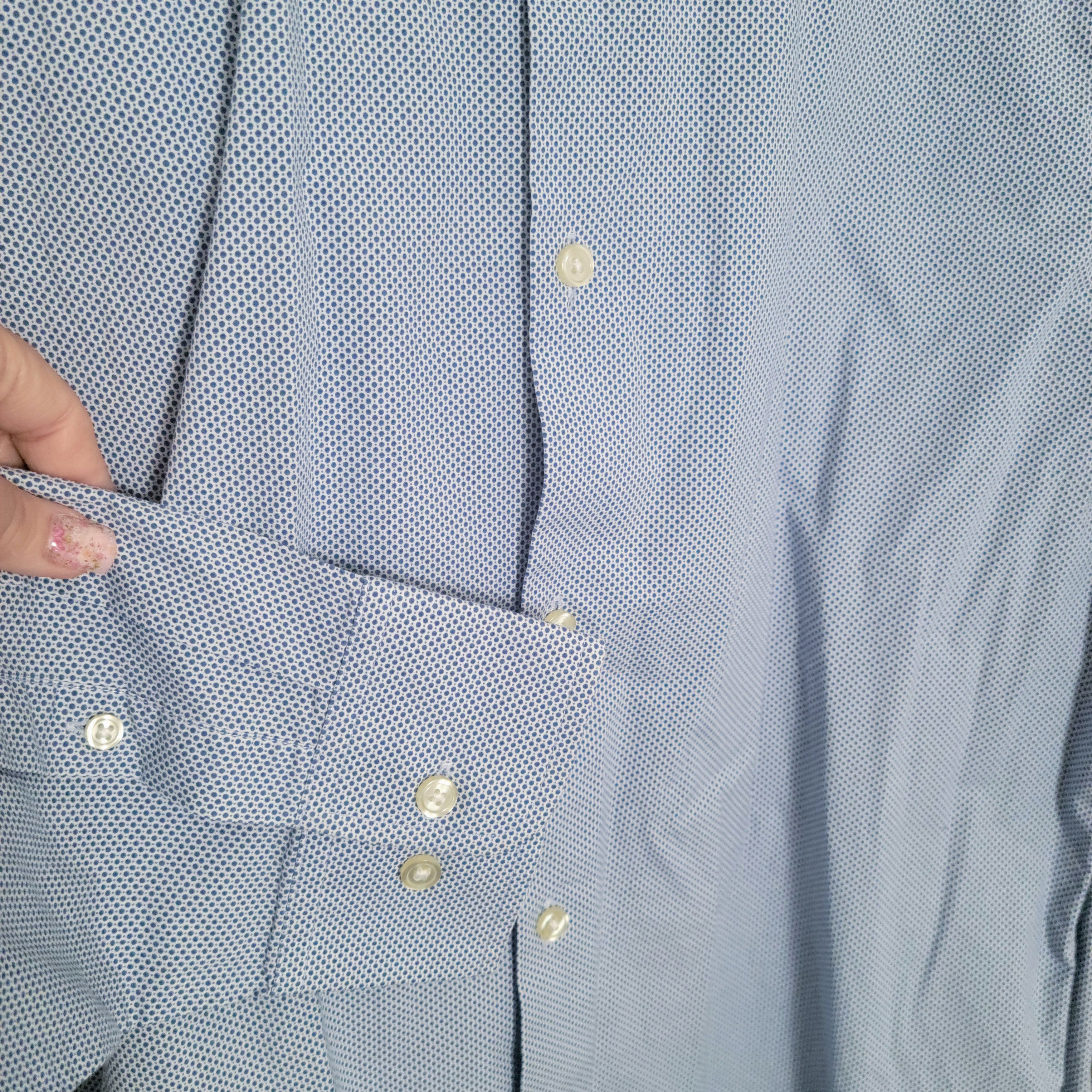 Banana Republic Banana Republic Blue Patterned Long Sleeve Shirt Size US XL / EU 56 / 4 - 5 Thumbnail
