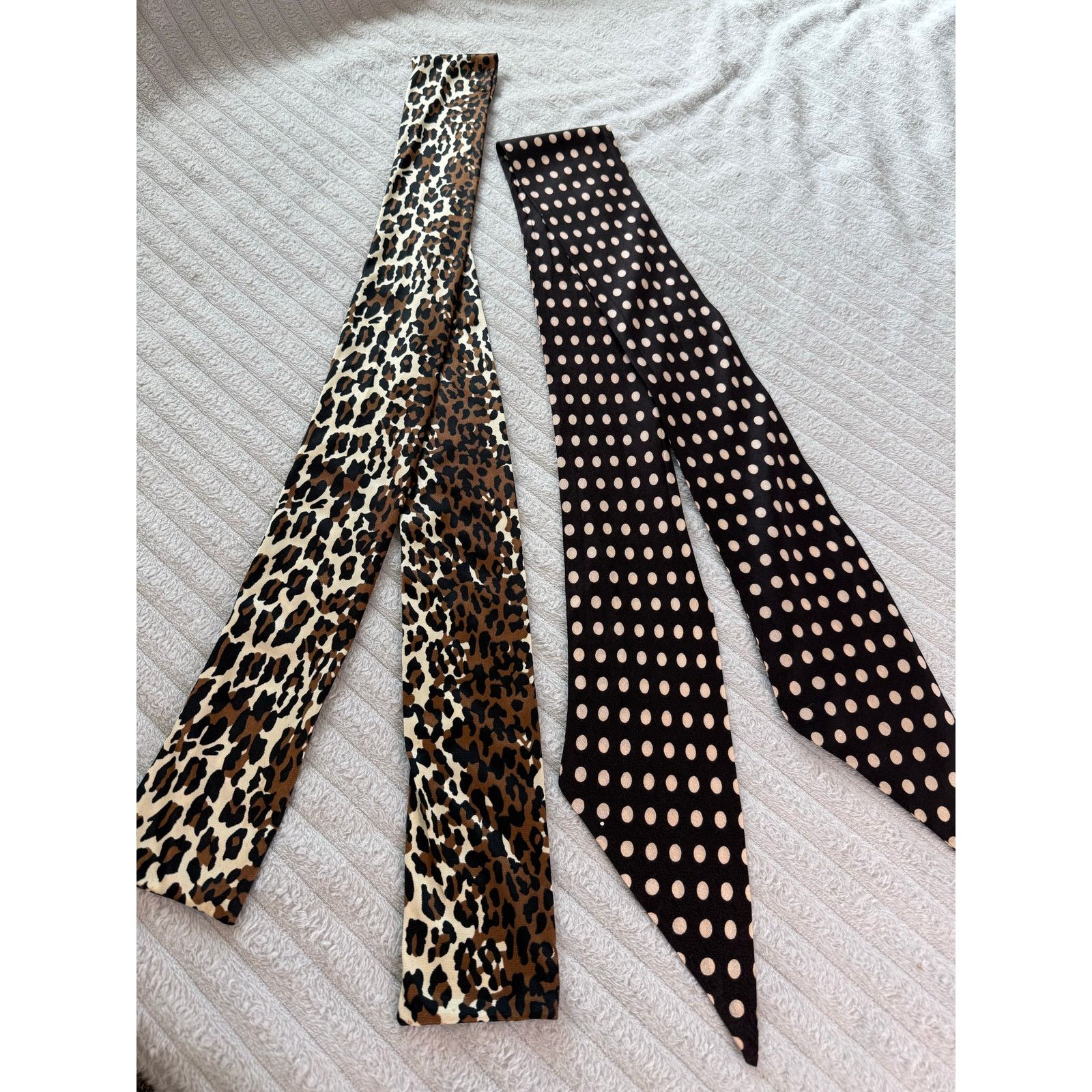 Vintage Vintage Sash's Scarves (2) Polka Dot and Leopard Print Size ONE SIZE - 2 Thumbnail