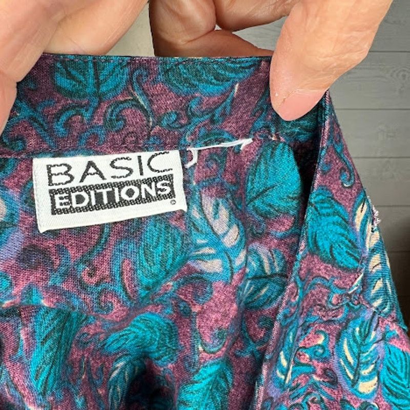 Basic Editions Vintage 80's Basic Editions teal/burgundy blouse Size large Size L / US 10 / IT 46 - 4 Thumbnail