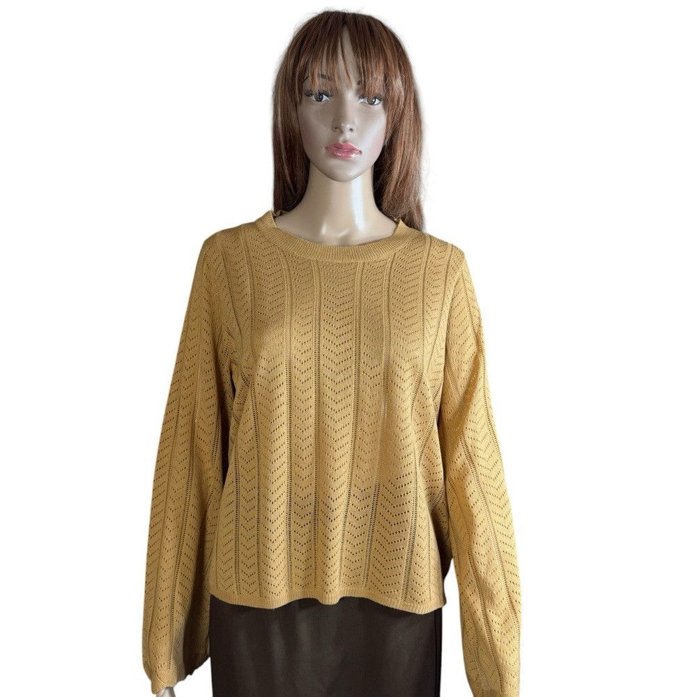 Adrianna Papell NWT New Adrianna Papell Pointelle Bell Sleeve Knit Top Size Size L / US 10 / IT 46 - 2 Thumbnail