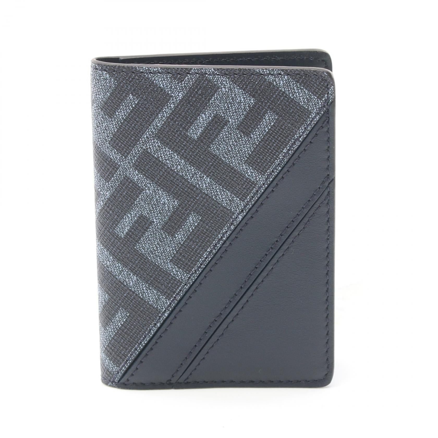 Fendi Fendi Diagonal Card Case Coated Canvas Leather Navy Size ONE SIZE - 1 Thumbnail