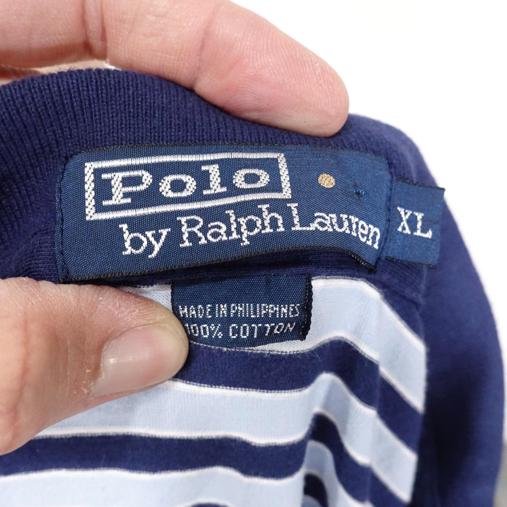 Polo Ralph Lauren Polo Ralph Lauren Polo Shirt Mens XL Blue White Striped Cotton Casual Classic Fit Soft Touch Size US XL / EU 56 / 4 - 6 Thumbnail
