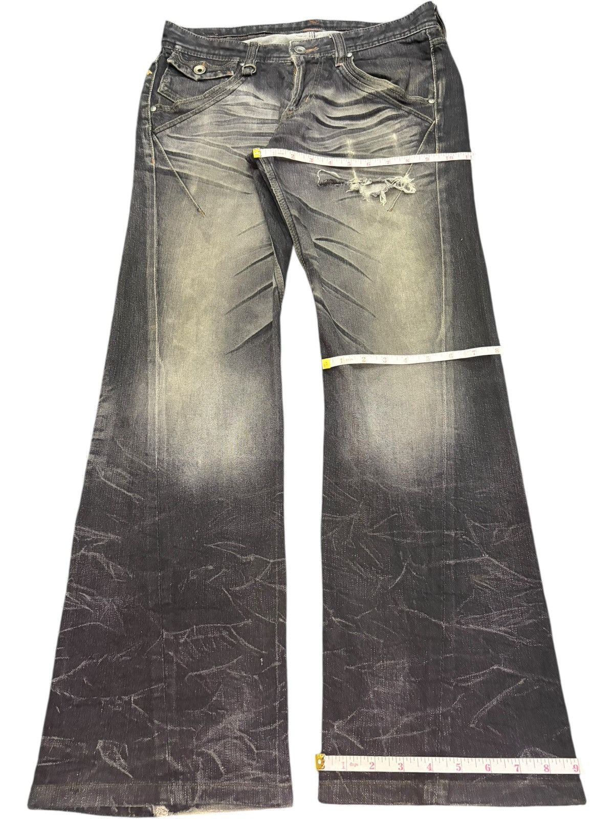 If Six Was Nine Vintage Nicole Club Faded Wash Distress Flare Jeans Size US 31 - 8 Thumbnail