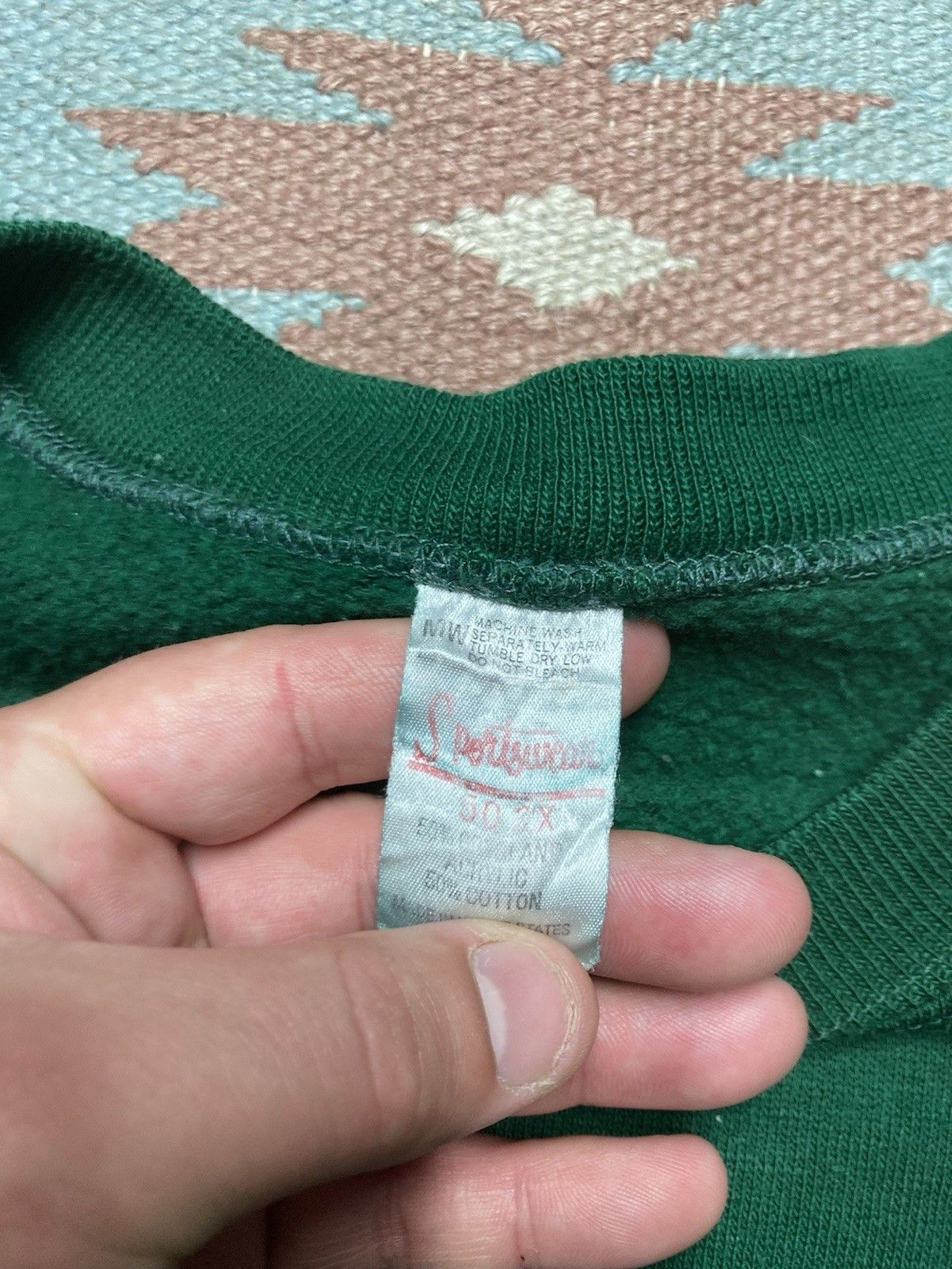 Vintage 70s crewneck sweatshirt forest green blank distressed XXL Size US XXL / EU 58 / 5 - 4 Thumbnail