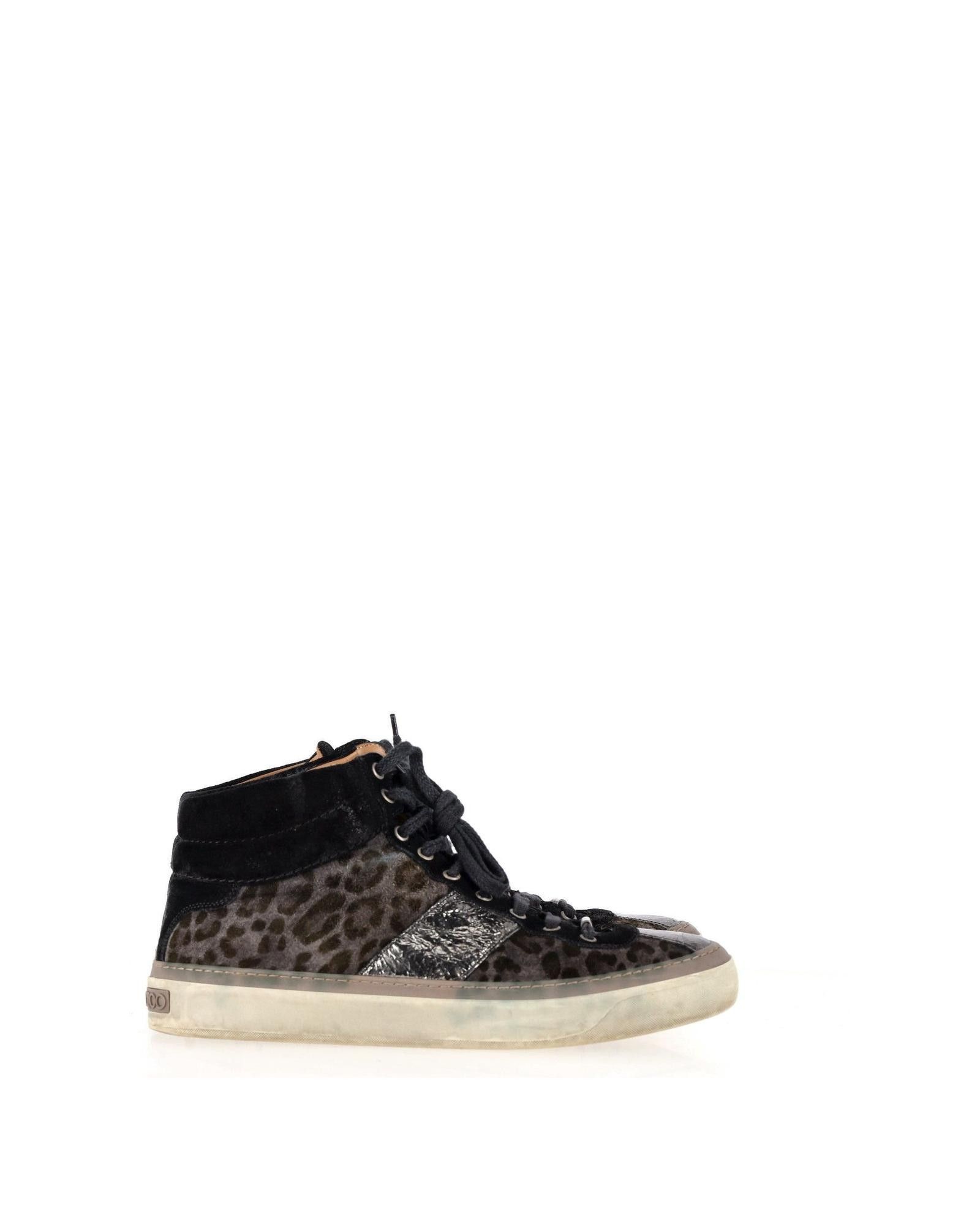 image of Jimmy Choo Animal Print Suede High-Top Sneakers With Embossed Detailing, Men's (Size 11)