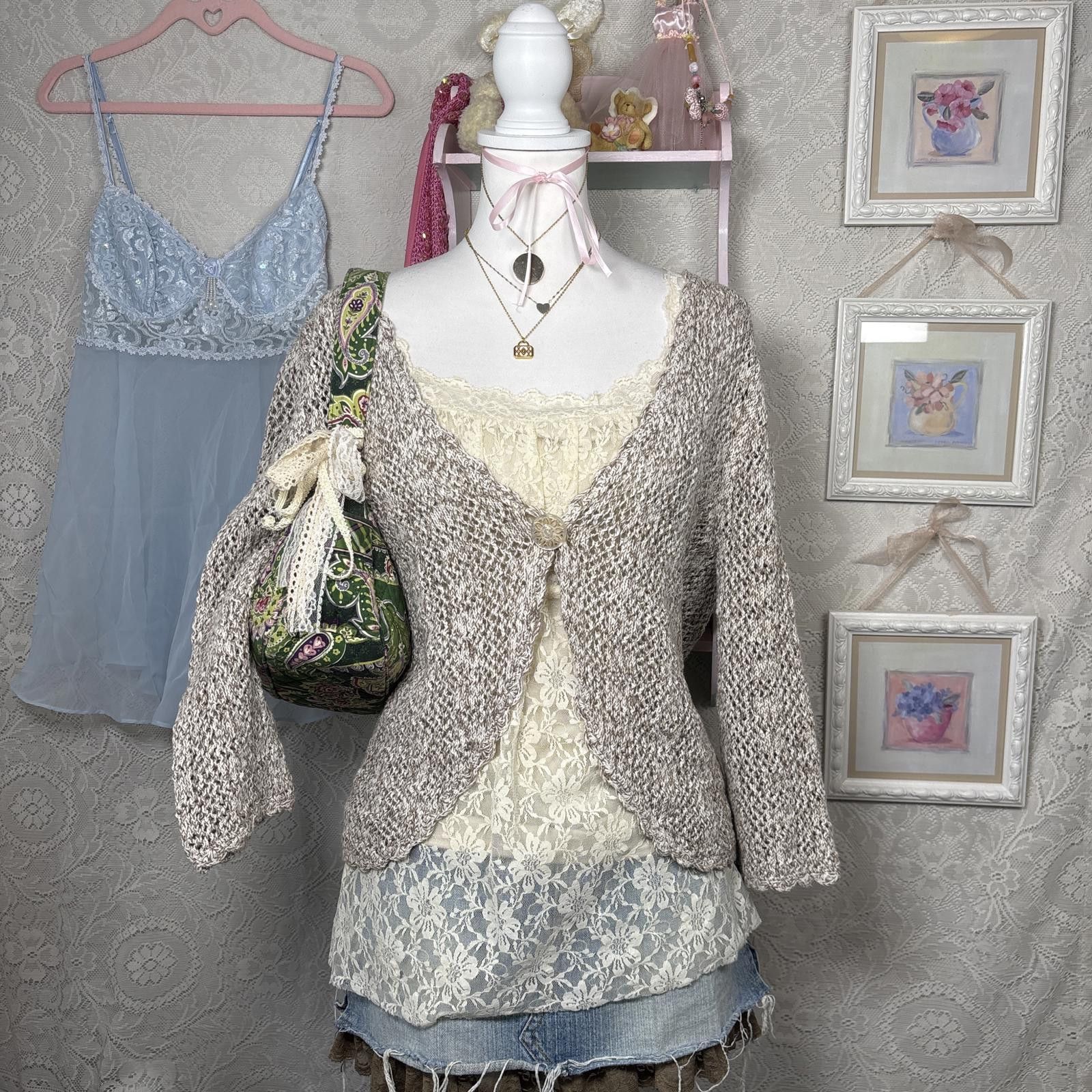 Other vintage cozy crochet layering cardigan Size L / US 10 / IT 46 - 1 Thumbnail