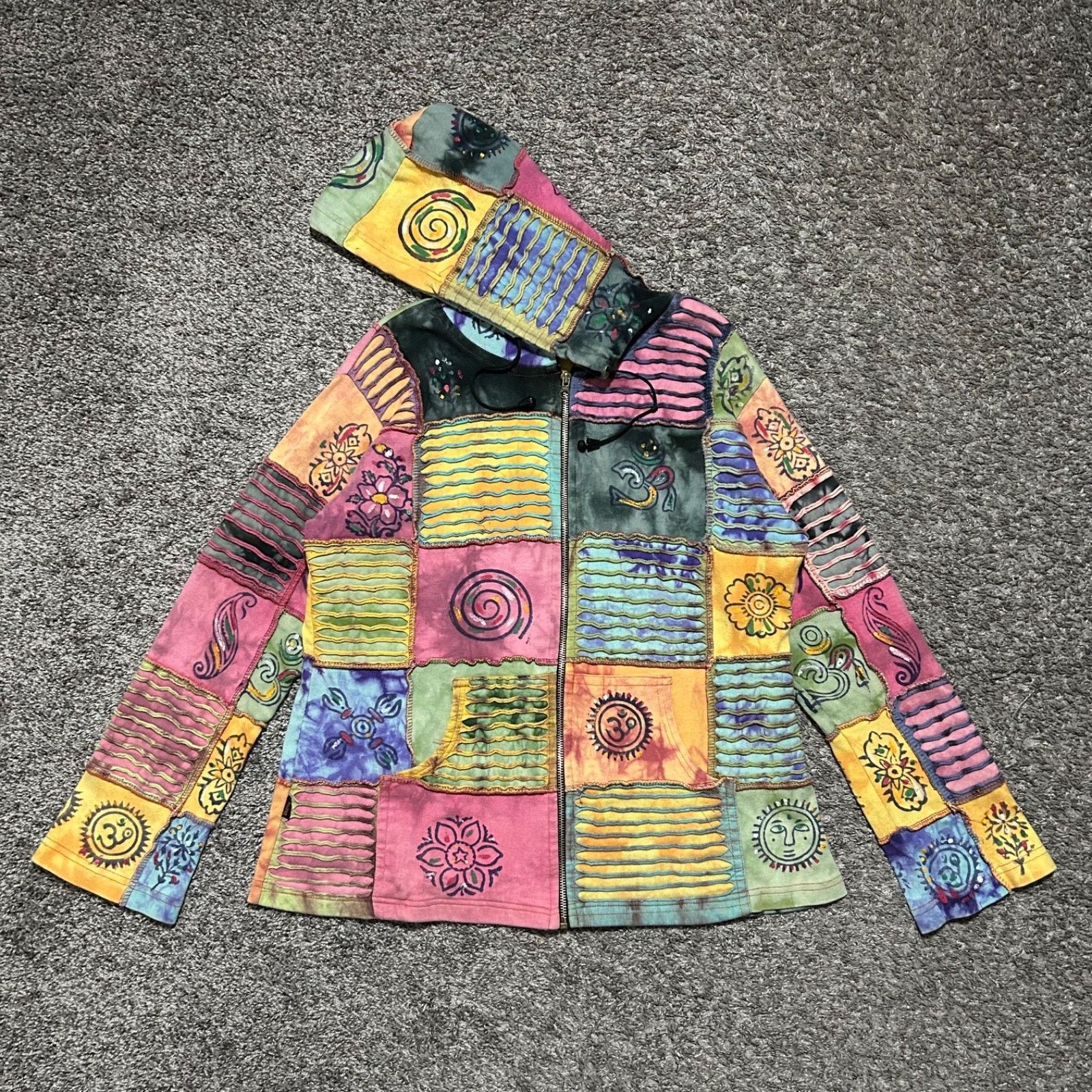 Vintage Vintage Hippie Jacket Patchwork Nepal Boho Full Zip 90s y2k Size XL / US 12-14 / IT 48-50 - 11 Thumbnail