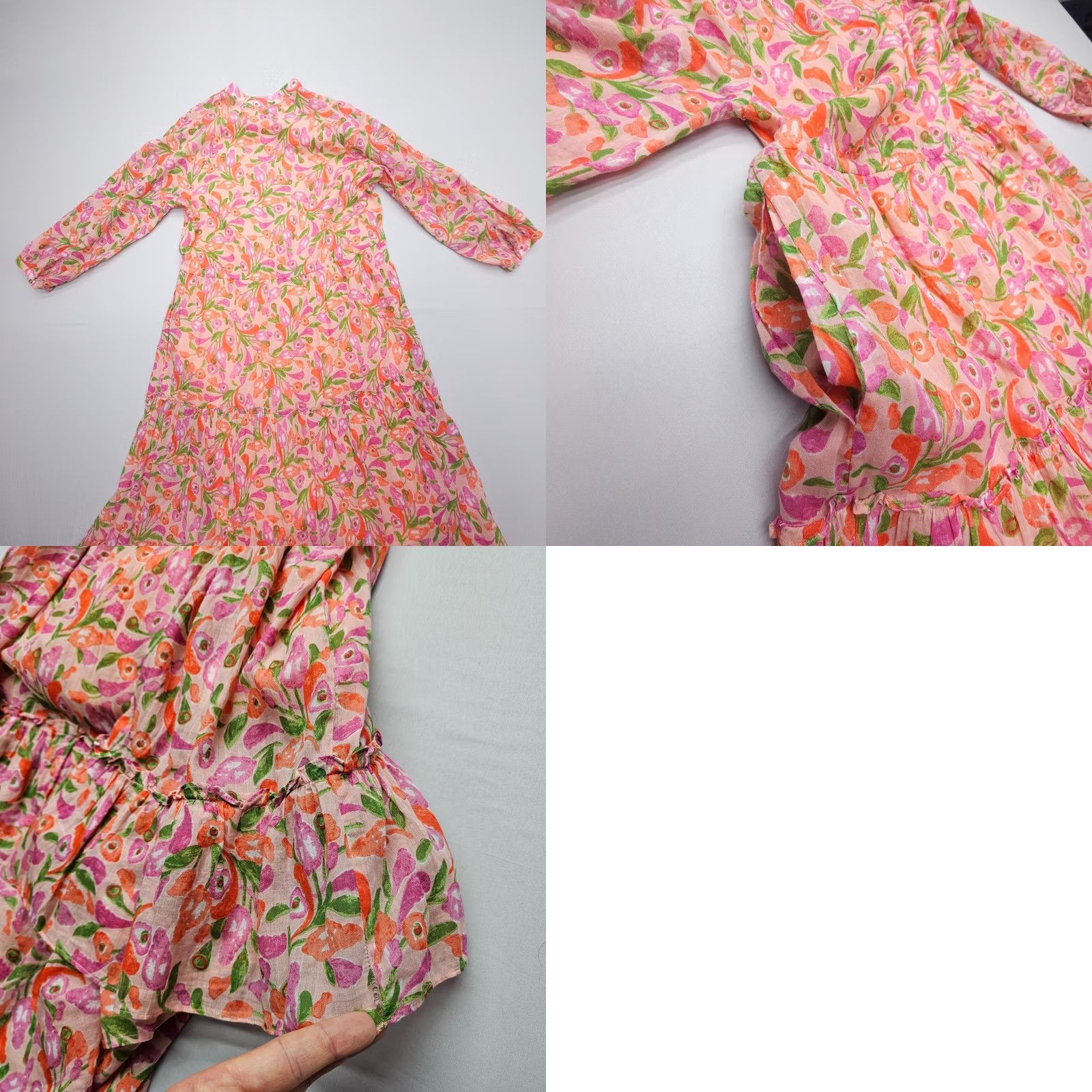 Banjanan Banjanan Maxi Dress in Mini Bloom Rose XS Multicolor Cotton Knit Floral 3/4 Sleeve Collared Button Bohemian Casual Party/Cocktail Travel Lightweight Size XS / US 0-2 / IT 36-38 - 10 Thumbnail