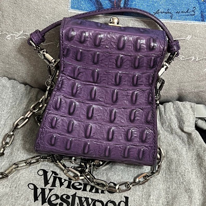 Vivienne Westwood Vivienne Westwood size os Purple leather embossed handbag w Size ONE SIZE - 3 Thumbnail