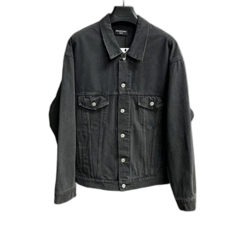 Balenciaga Balenciaga Black Logo Print Denim Jacket Size US S / EU 44-46 / 1 - 1 Thumbnail