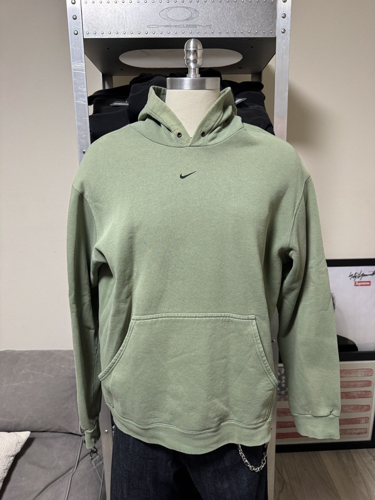 Nike Vintage 00's Nike Mini Center Swoosh Matcha Green Hoodie Size US XL / EU 56 / 4 - 7 Thumbnail