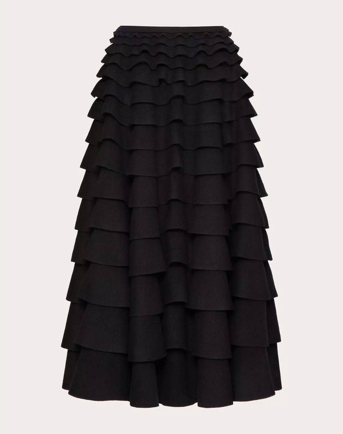 Valentino o1s1wg110426 Viscose and Wool Knit Midi Skirt in Nero Size 30" / US 8 / IT 44 - 1 Thumbnail