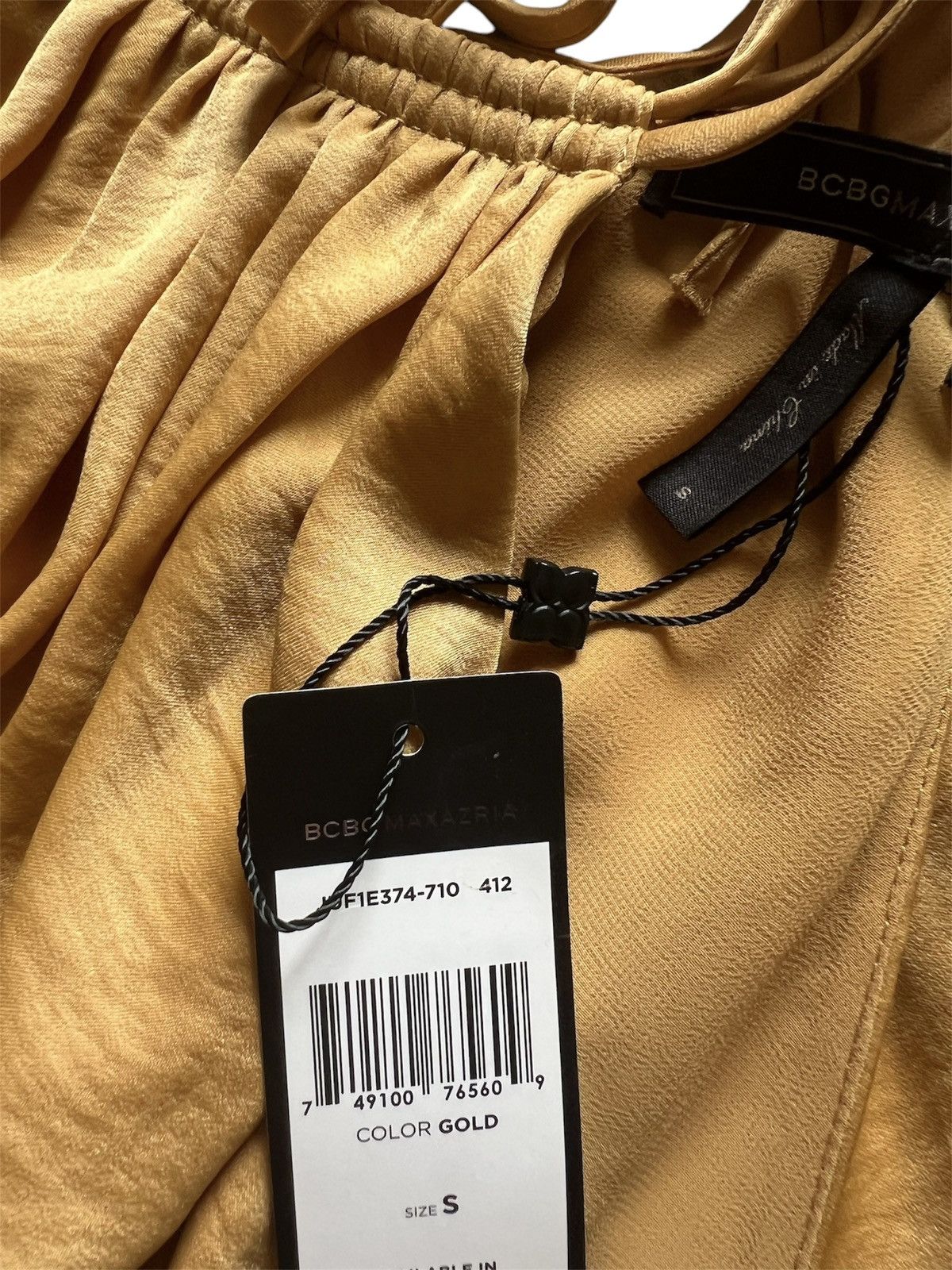Bcbgmaxazria BCBGMAXAZRIA Gold Layered Halter Top Blouse | Small NWT Size S / US 4 / IT 40 - 4 Thumbnail