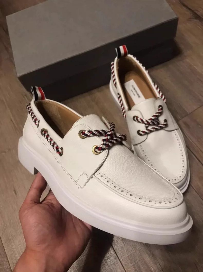 Thom Browne Thom Browne White full leather boat shoes Size US 7 / EU 40 - 3 Thumbnail